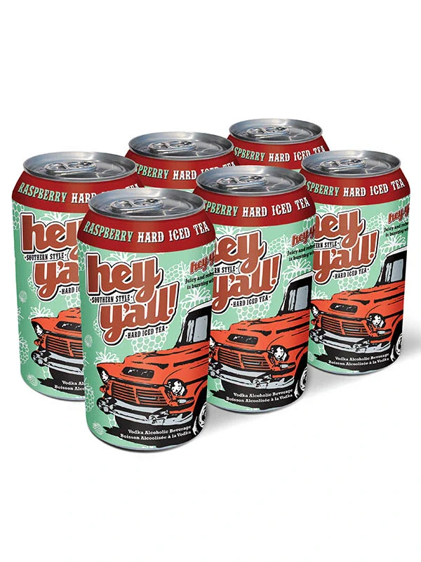 HEY YALL HARD ICED TEA RASPBERRY 341ML 6PK CAN @ Emerald Hills [1005960]